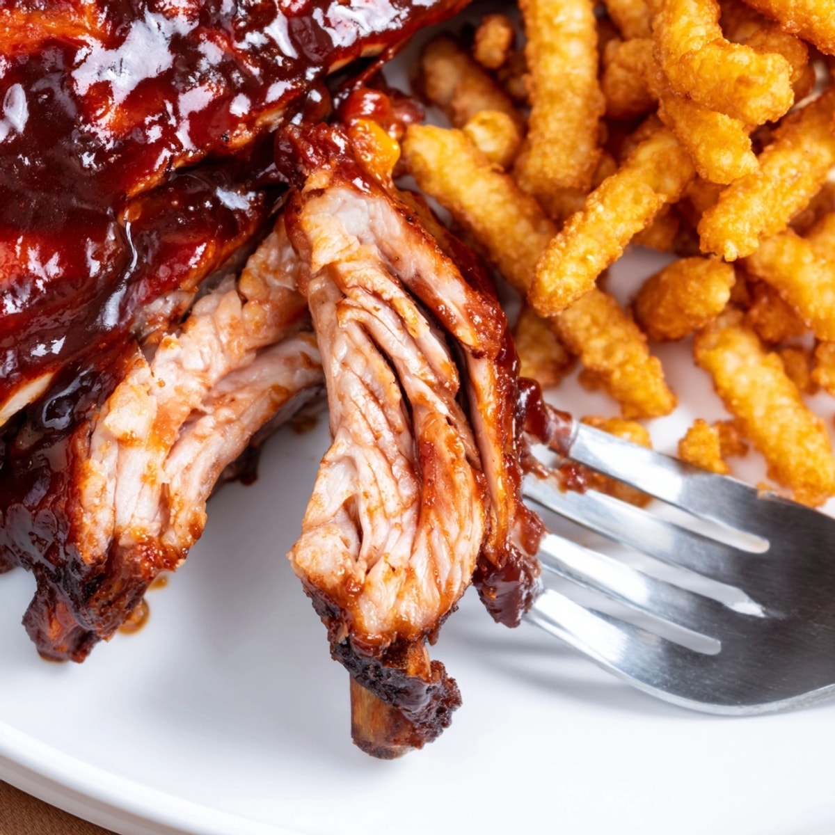A plate piled high with Bourbon BBQ Glazed Ribs; perfect for sharing a flavorful feast.