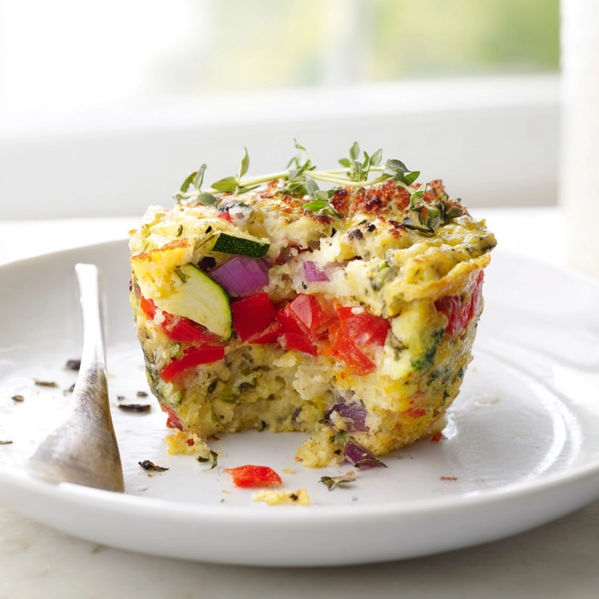 Golden Roasted Veg & Goat Cheese Frittata Muffins, baked to perfection and ready for brunch.