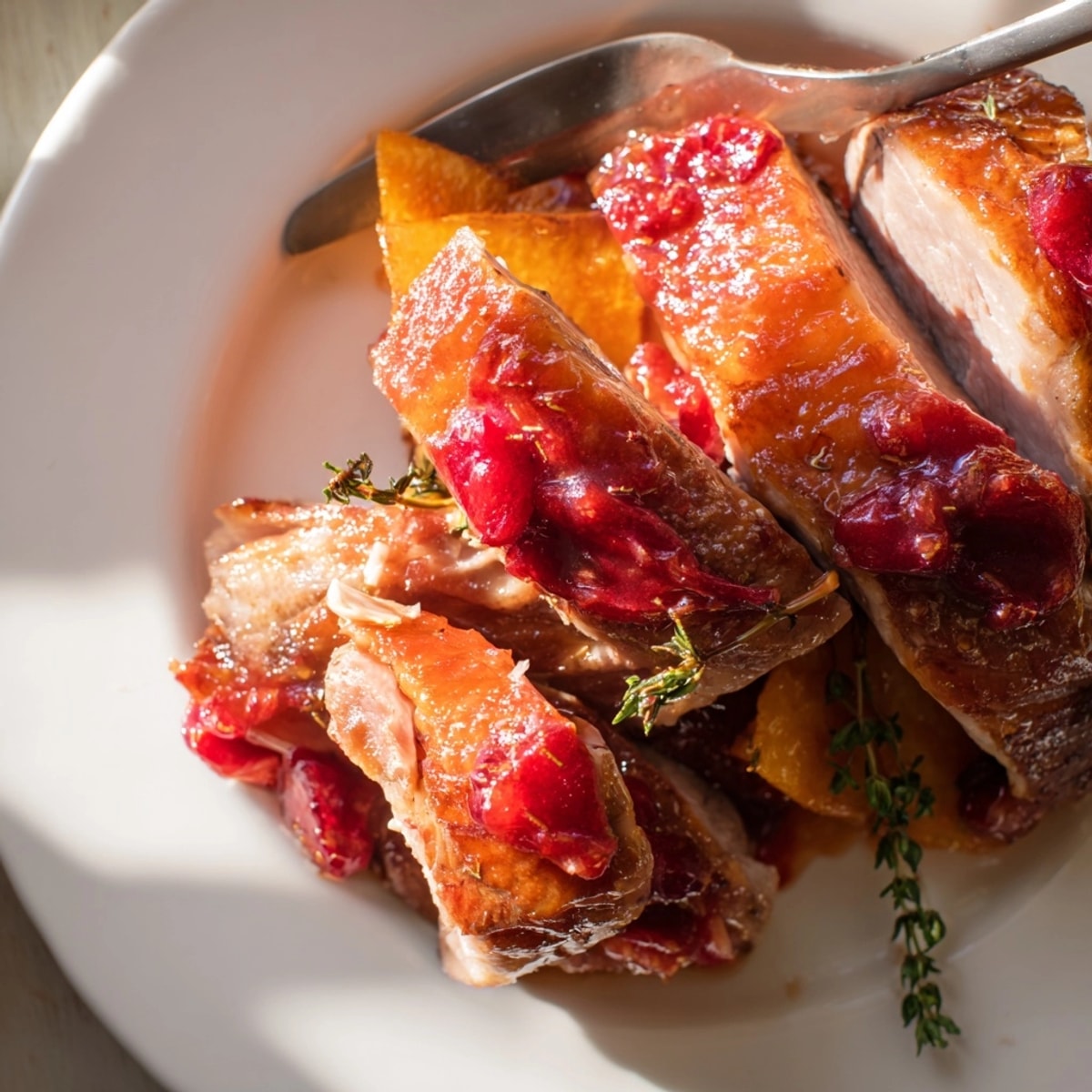 Golden-brown Cider Brined Turkey Breast coated with tangy cranberry glaze – a holiday centerpiece.
