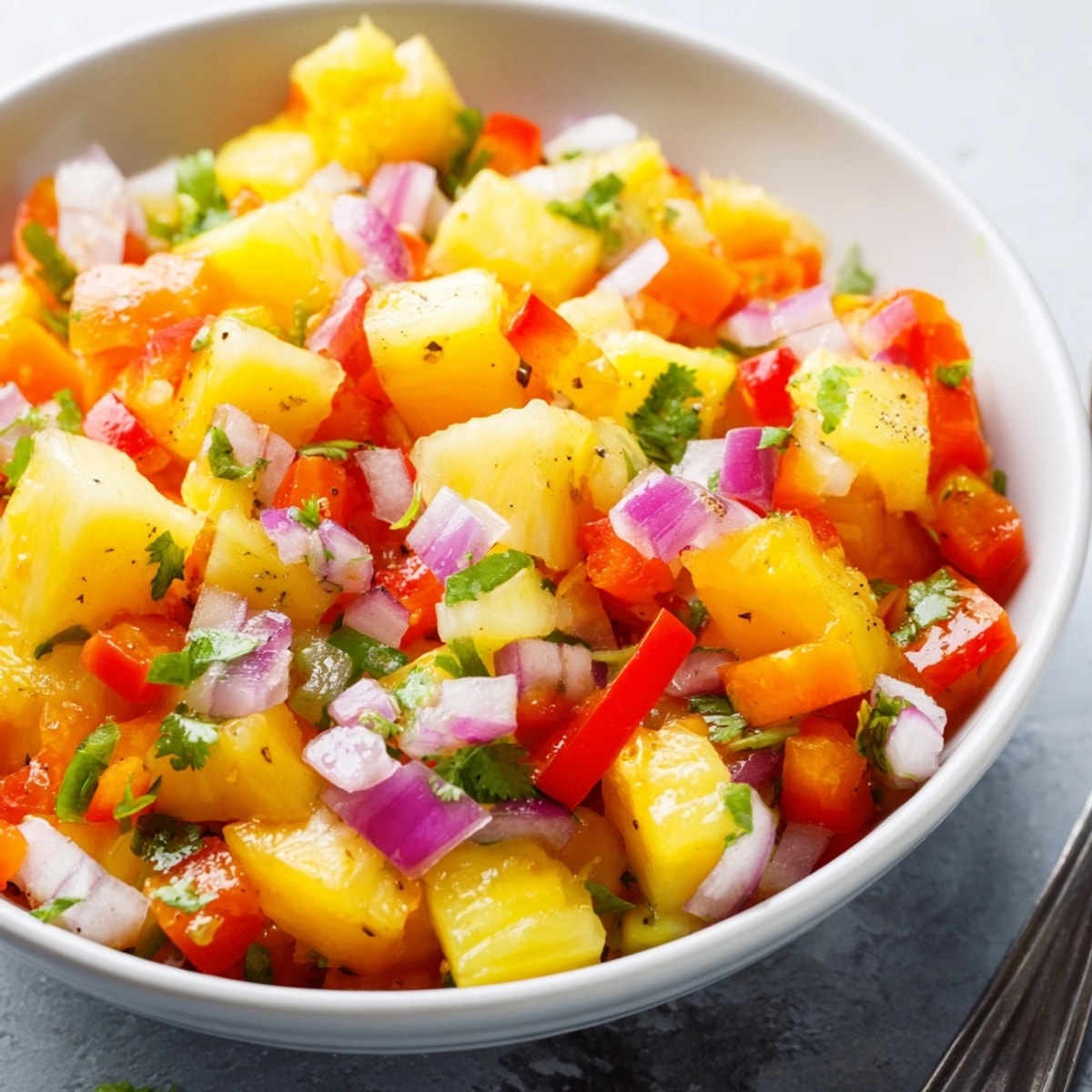 Fresh Pineapple Salsa recipe, a vibrant combination of sweet pineapple and fiery jalapeño.