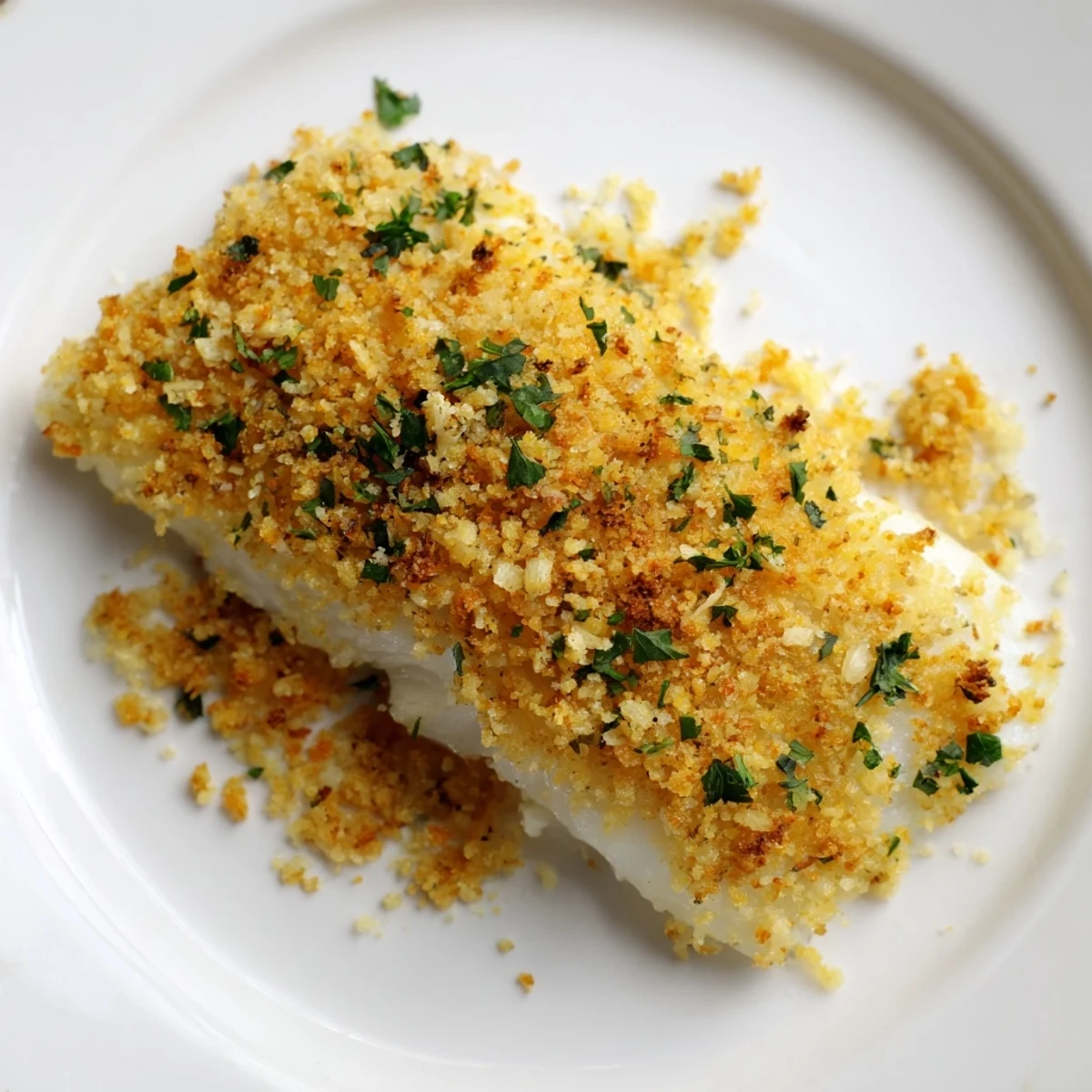 Crispy breadcrumb topping coats flaky, pan-baked cod, a simple and delicious weeknight dinner.