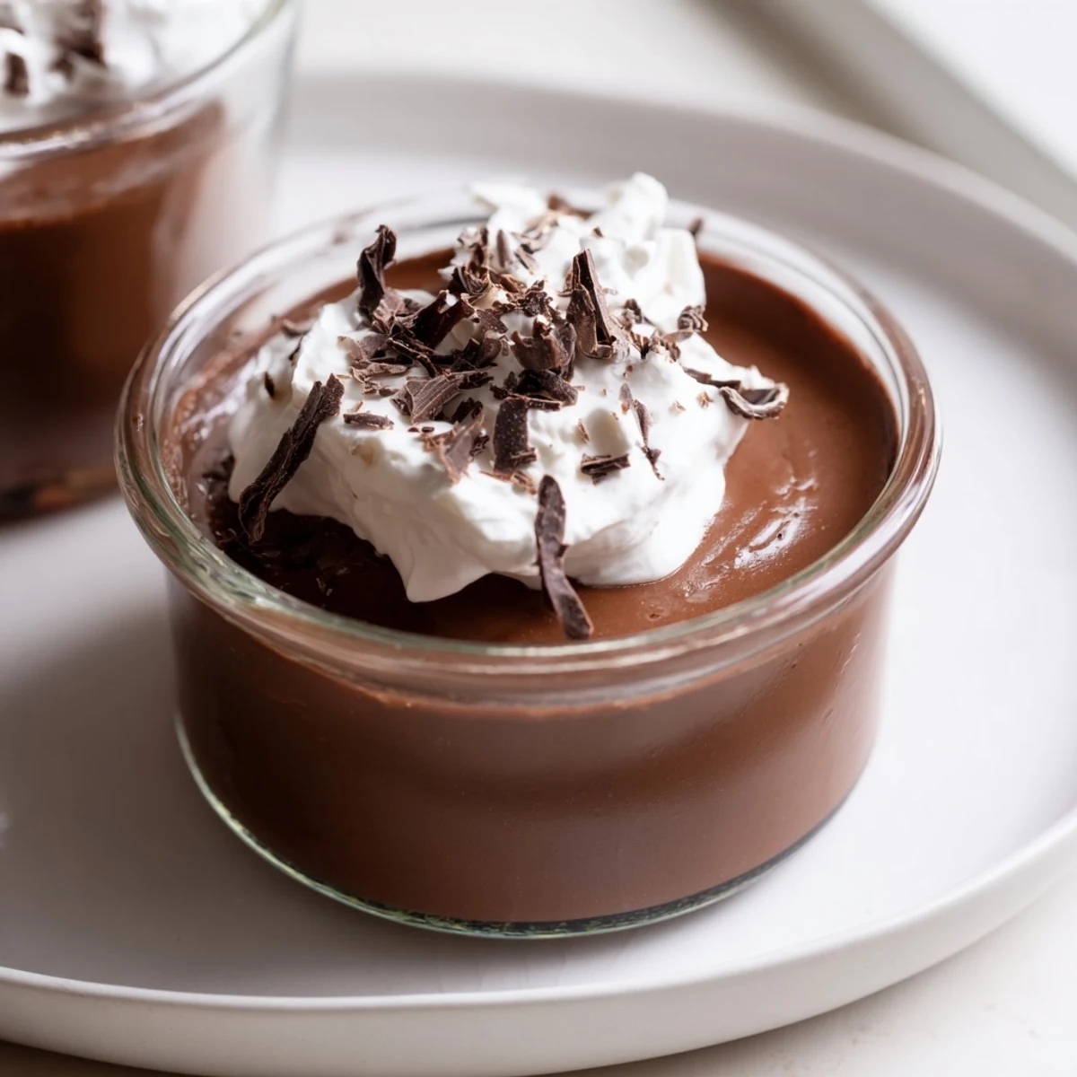Homemade chocolate pudding, perfectly chilled and ready to serve, a classic chocolate treat.