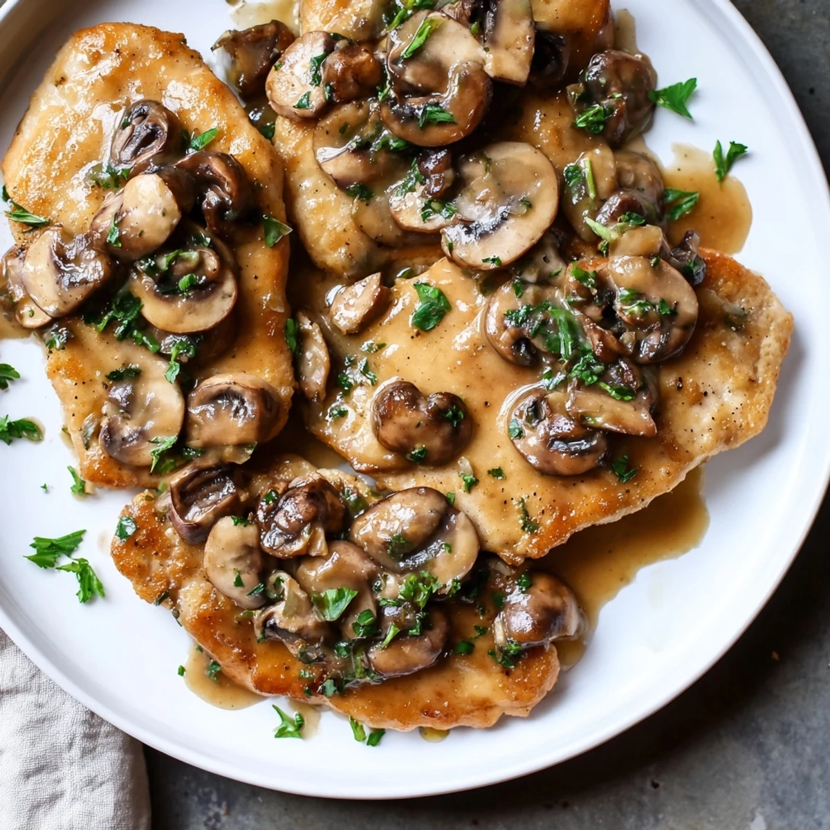 Sizzling Chicken Marsala: halal chicken breasts swimming in a delectable Marsala wine sauce with herbs.