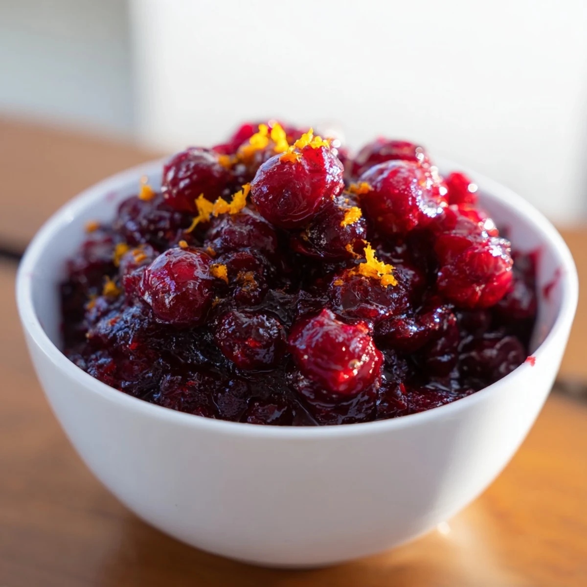 Fresh Cranberry Sauce with Orange Zest, a beautifully textured side dish, ready to be enjoyed.