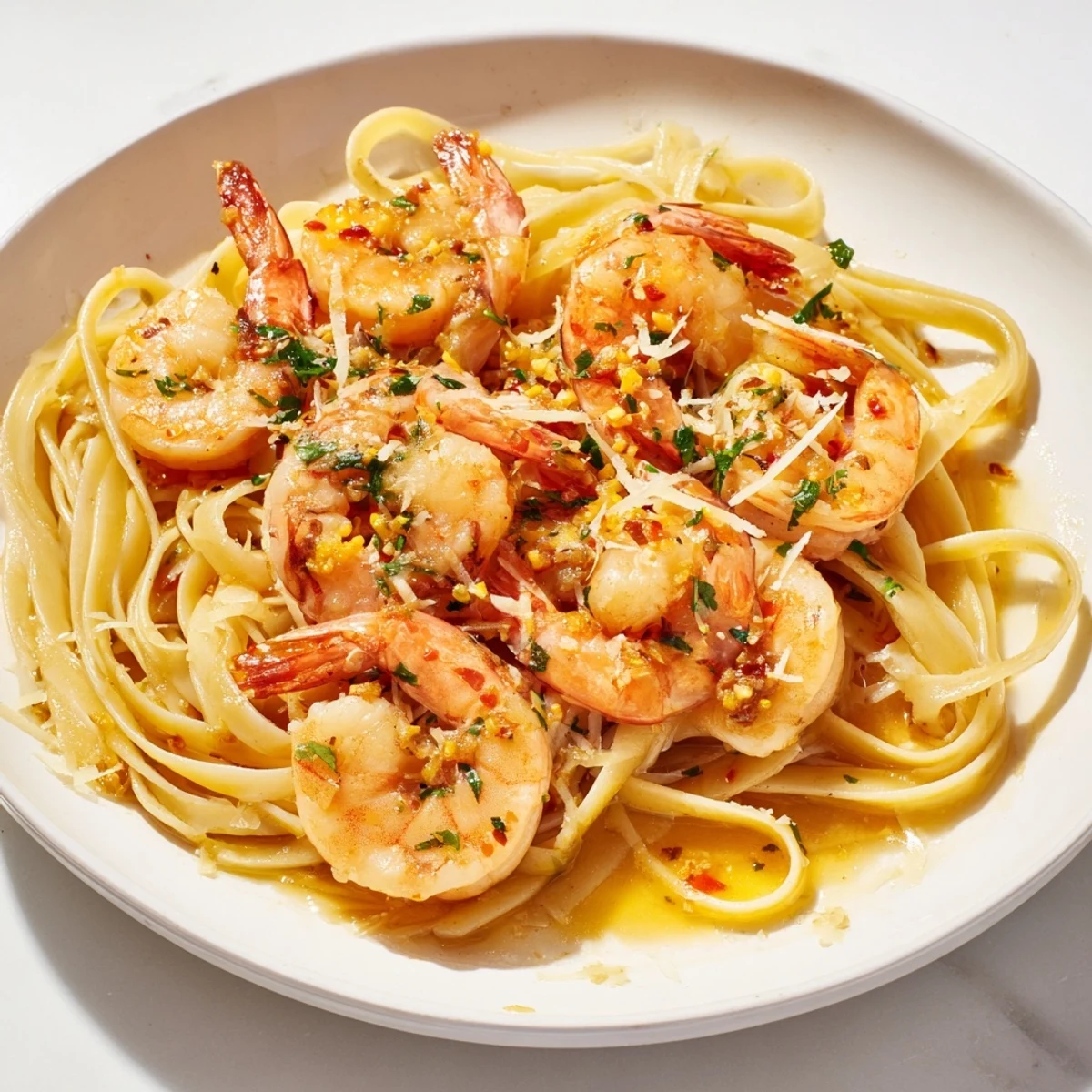 Garlic Butter Shrimp Linguine