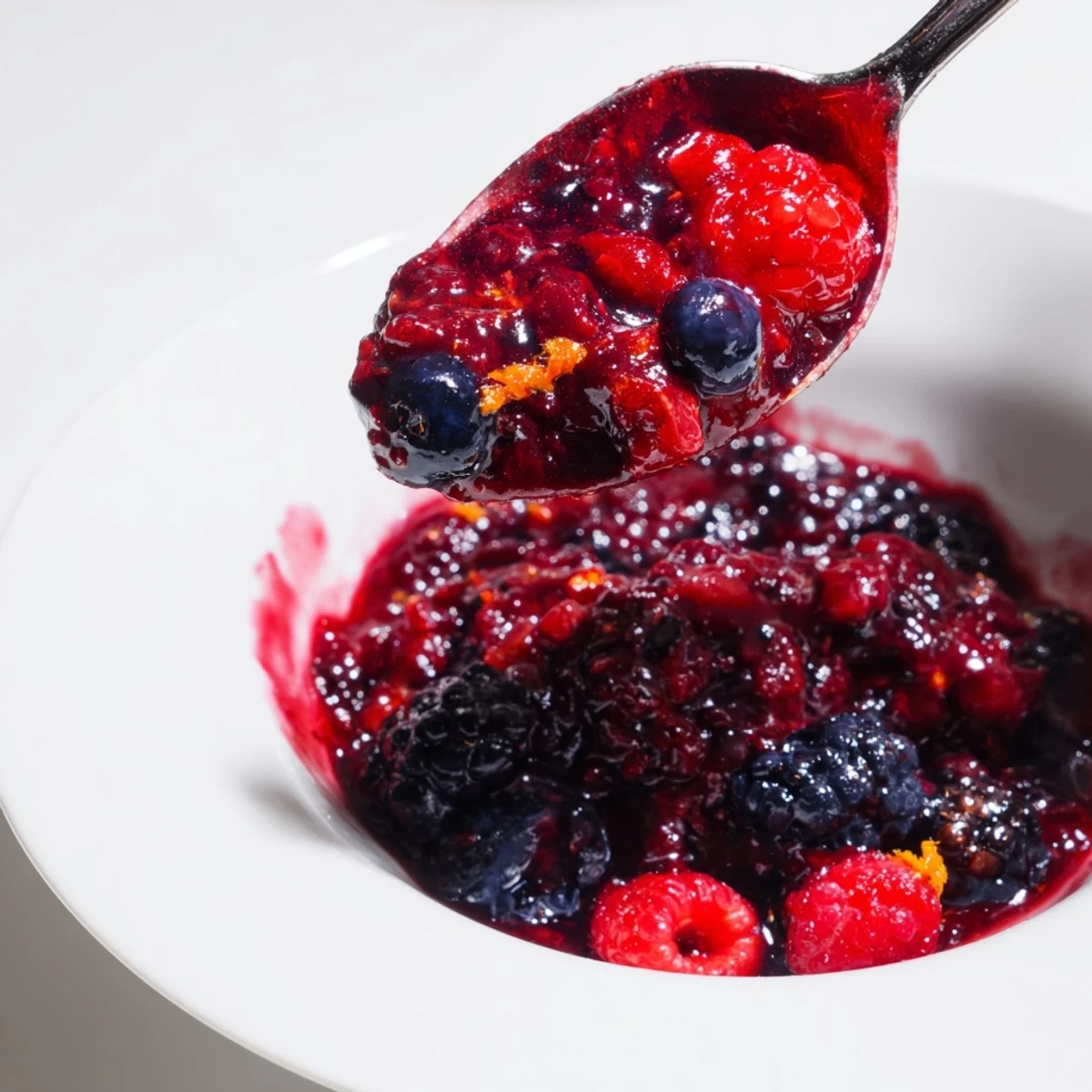 Homemade cranberry berry sauce, a ruby red delight, is sweet, tangy, and perfect for serving.