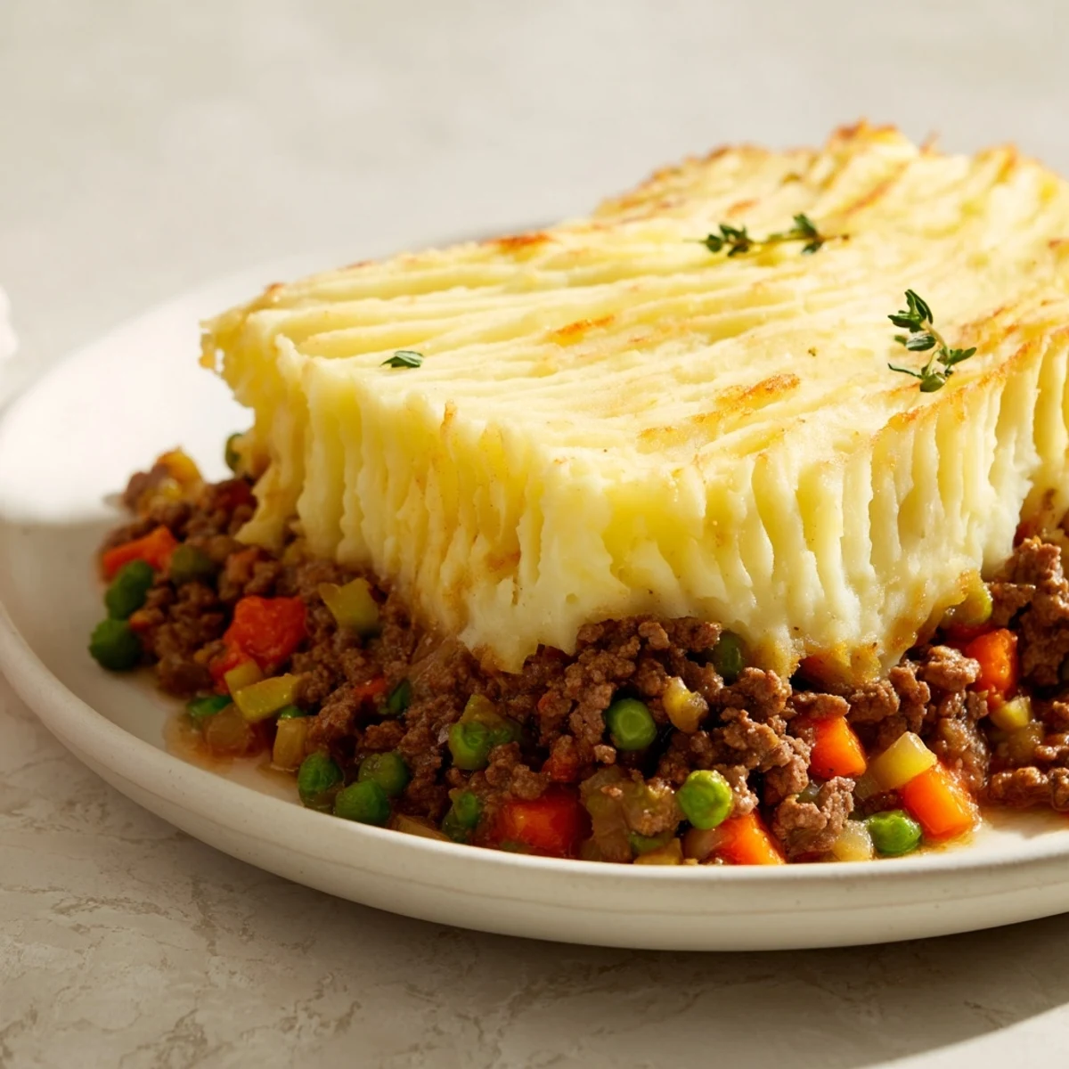 A hearty, bubbling casserole showcasing the delicious layers of Savory Lamb and Potato Shepherds Pie for a perfect meal.