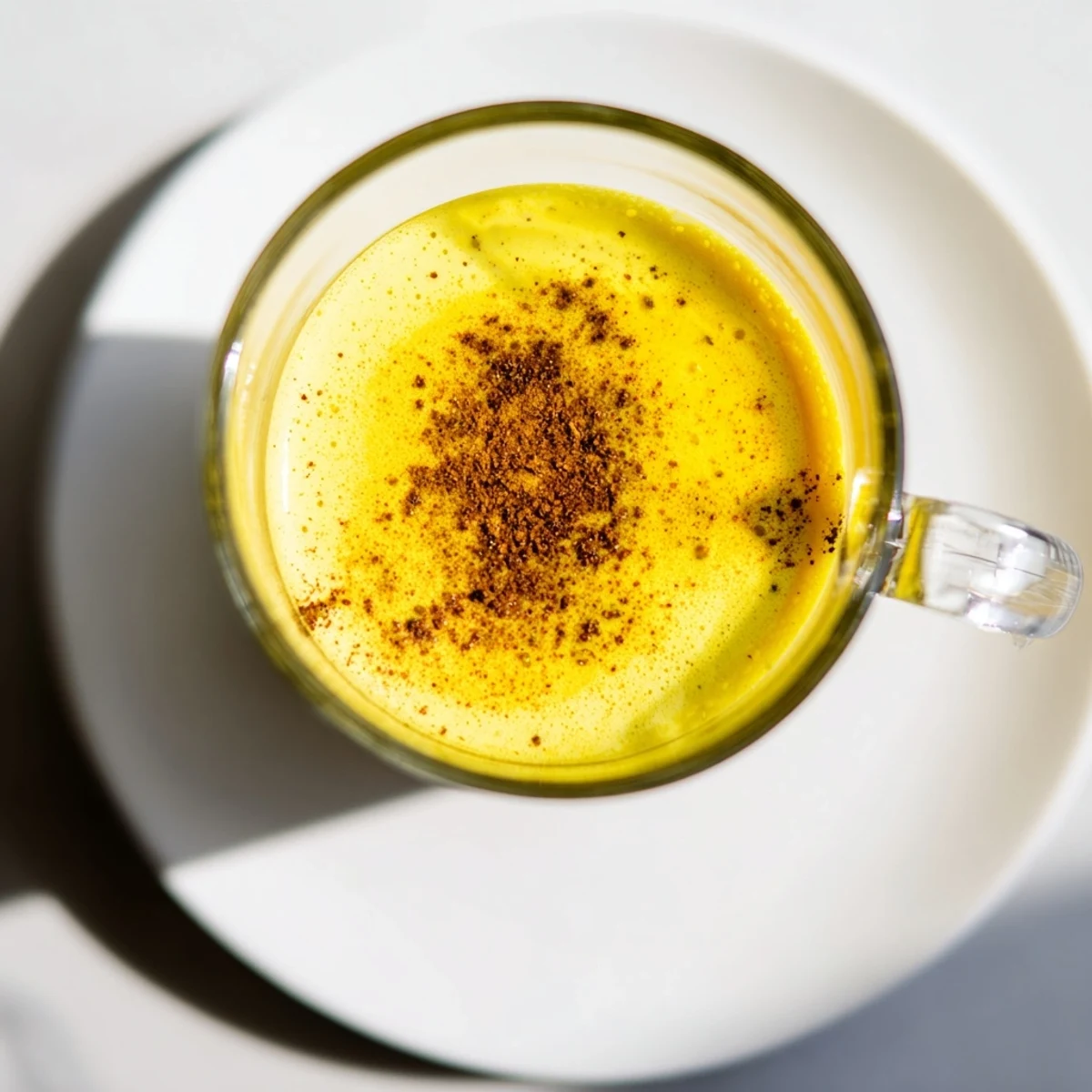 Steaming mug of Spiced Golden Milk with turmeric, cinnamon, and nutmeg, a comforting warm drink.