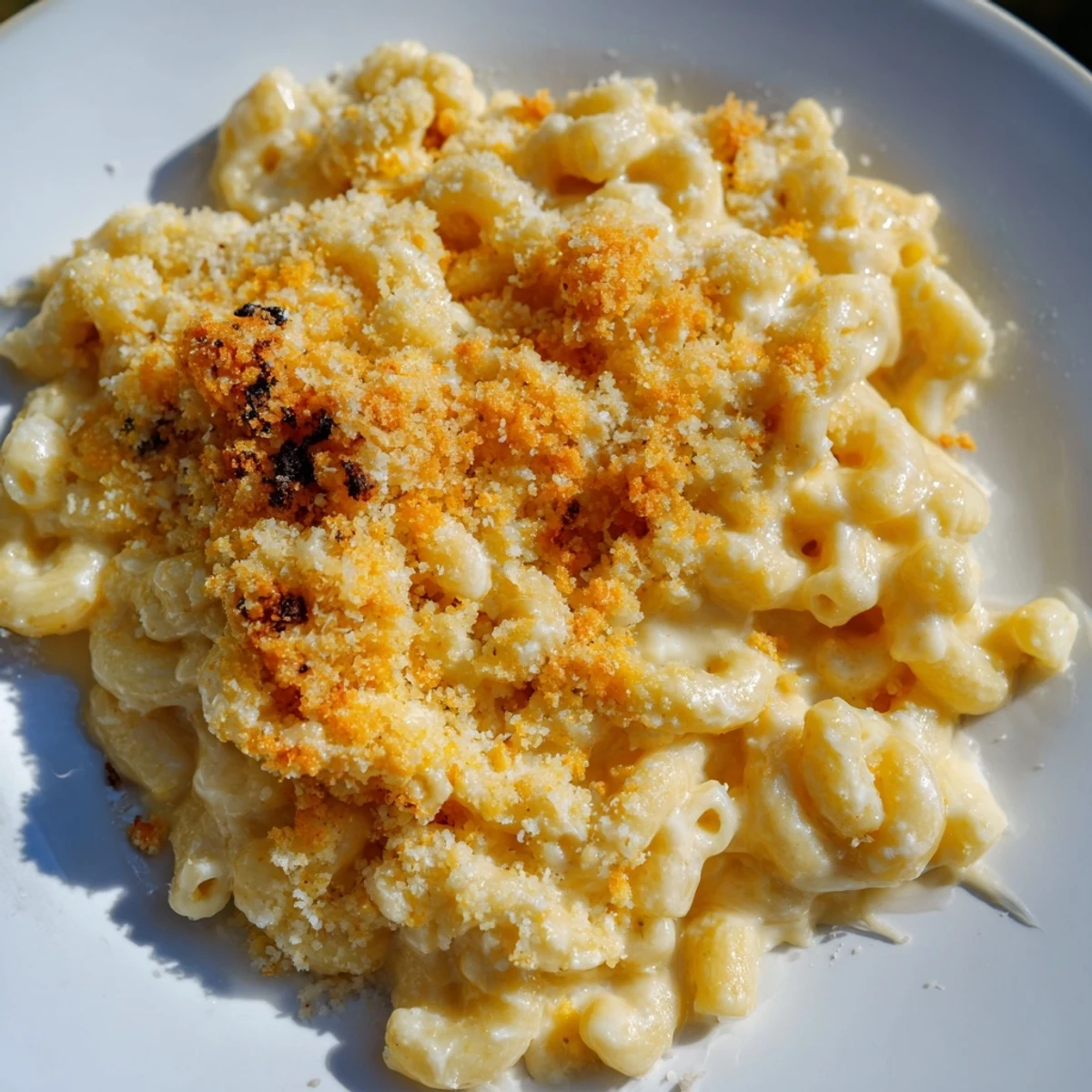 Cheesy and delicious Mac and Cheese, baked until golden brown and perfect for dinner tonight.