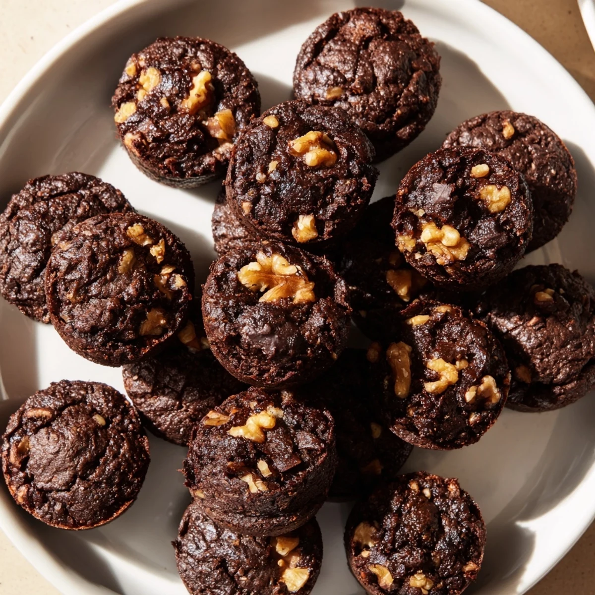 Warm brownie bites with a crackly top, perfect for an after-dinner treat or snack.