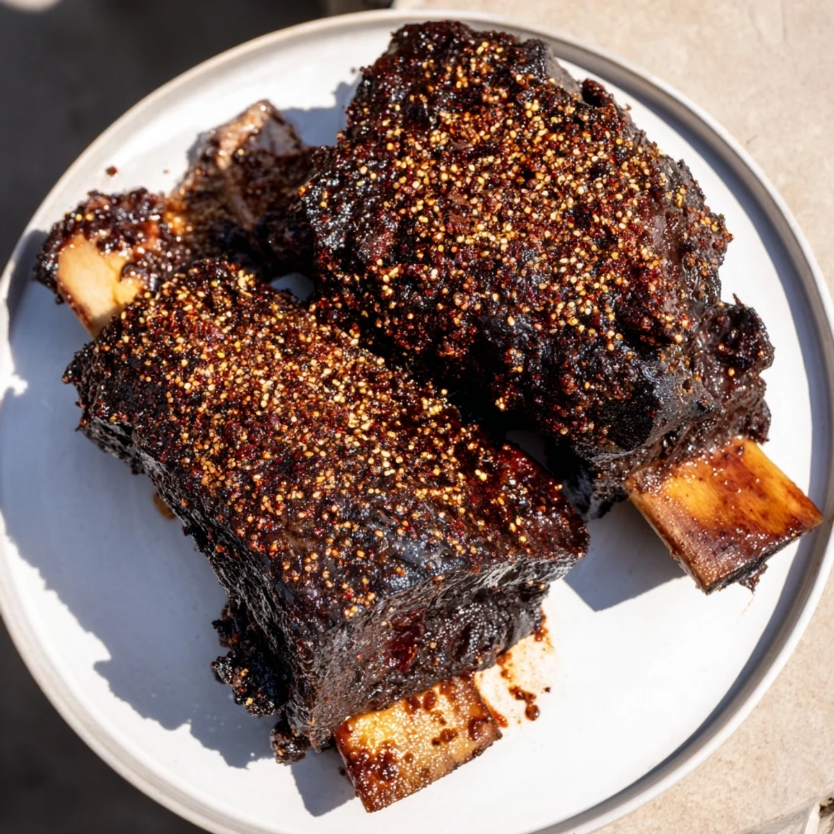 Juicy beef ribs, cooked low and slow for maximum flavor, perfect for a backyard summer party.