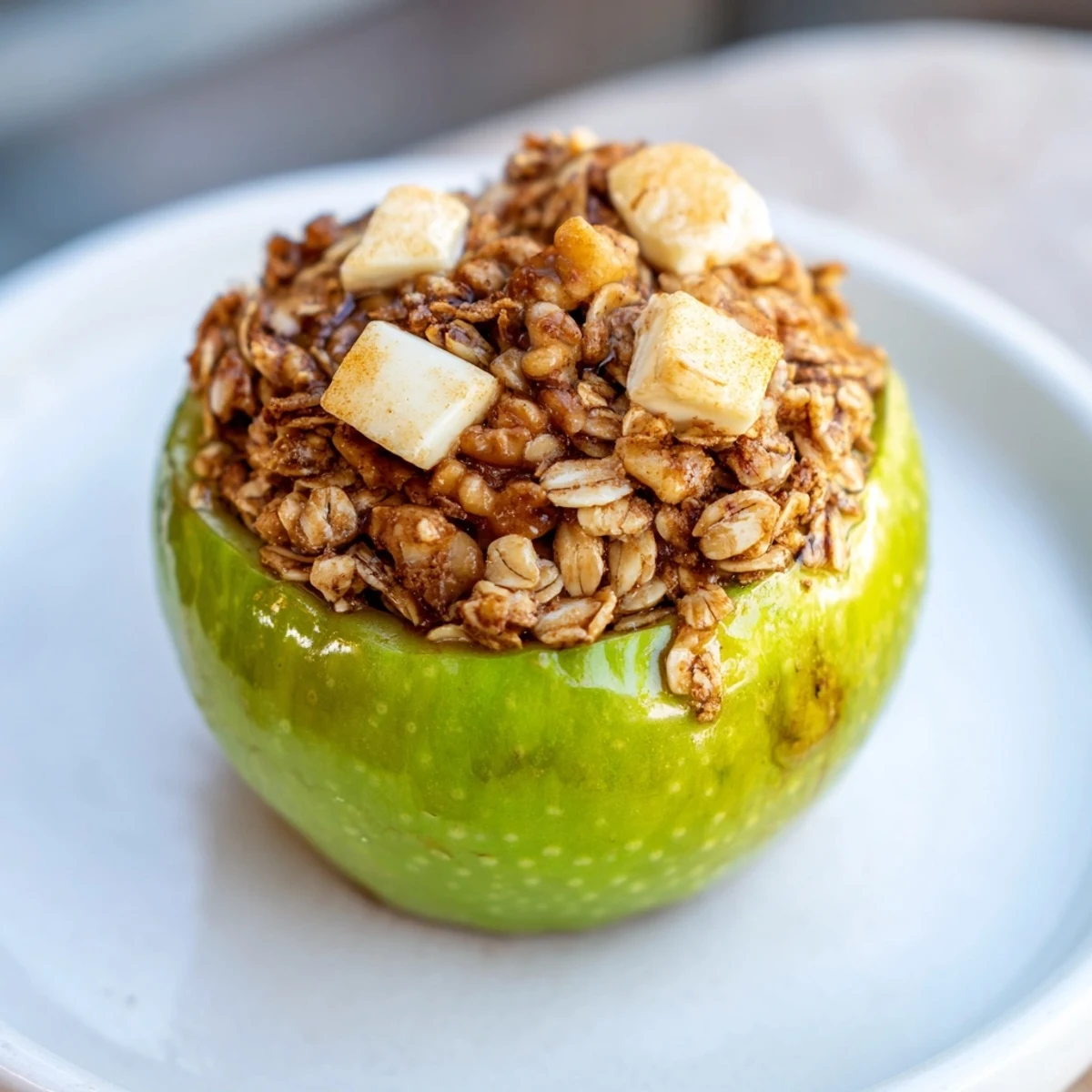 Freshly baked apples, tender and juicy, served with melting ice cream, a delightful fall treat.