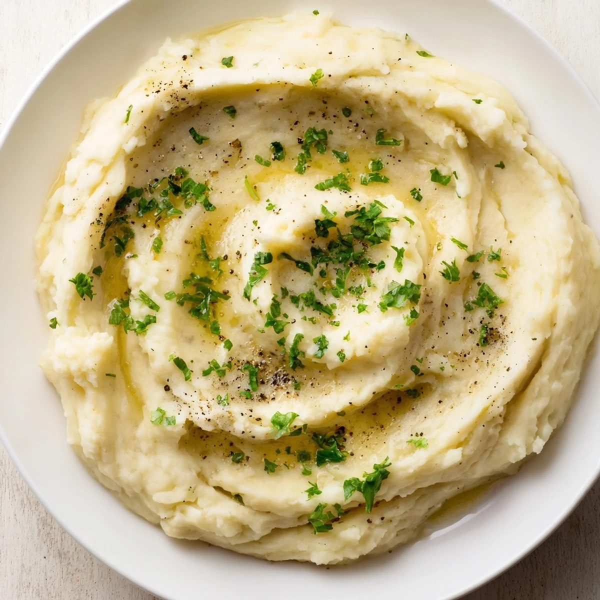 A bowl of Creamy Mashed Potatoes, fluffy and richly textured, ready to enjoy.