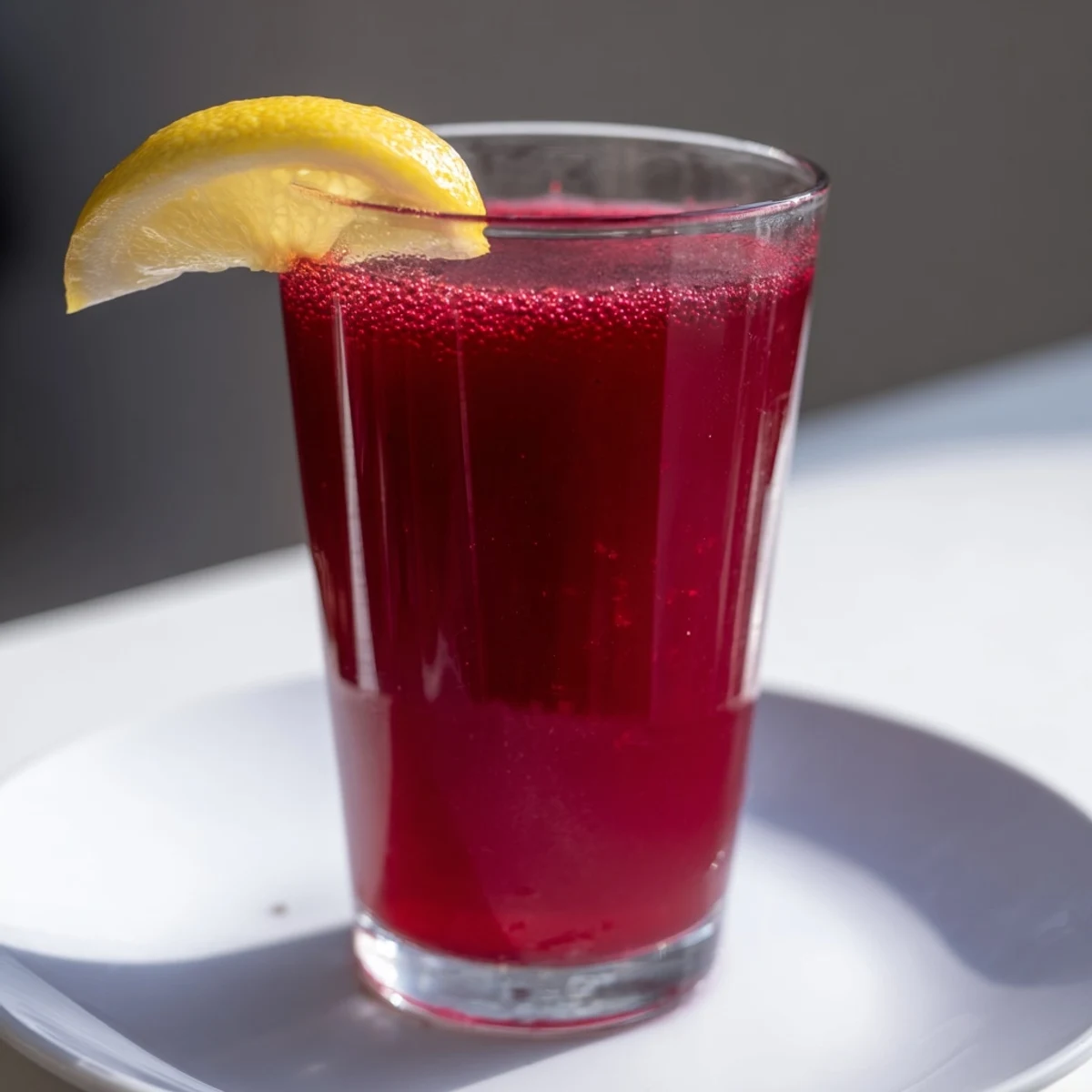 A pitcher of bright red cranberry juice, a homemade, refreshing drink for any occasion.