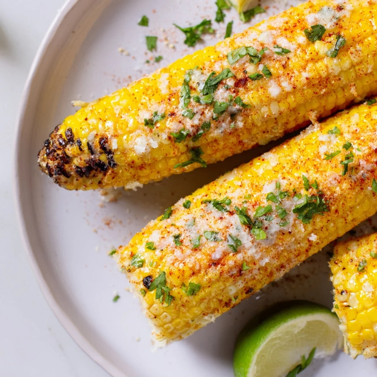 Close-up of perfectly roasted corn, coated in spices, ready to enjoy as a snack.
