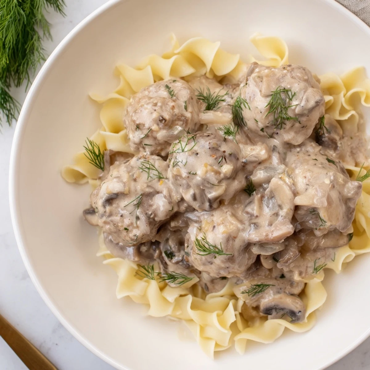 Tender Turkey Meatball Stroganoff