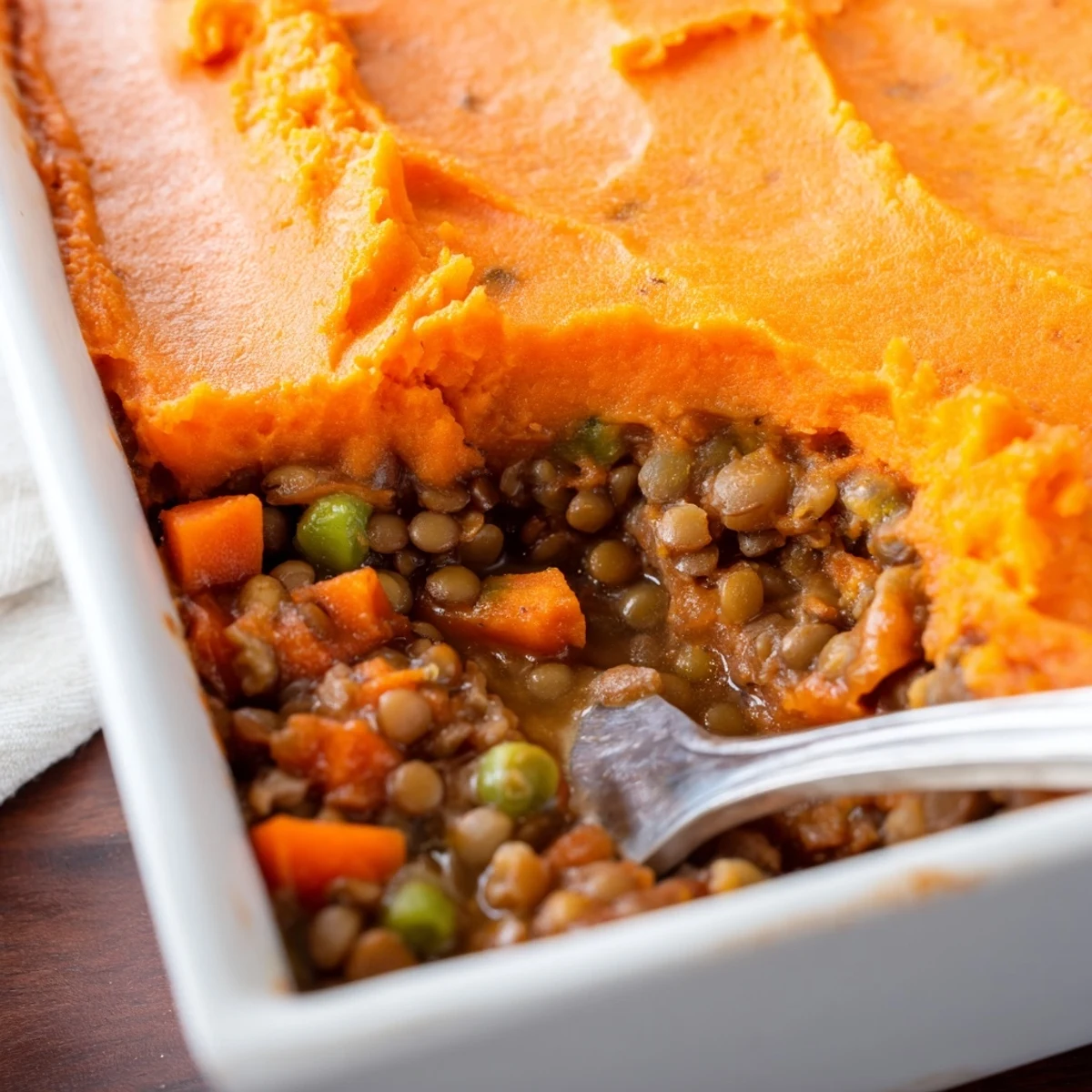 Served hot in a baking dish, this wholesome vegetarian dinner is ready to enjoy.