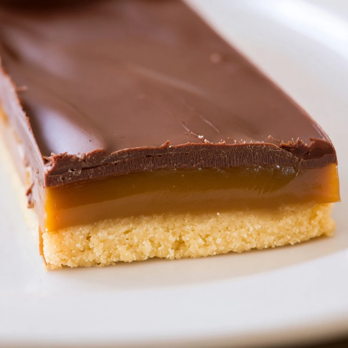 Decadent chocolate bars with caramel, perfect for a sweet treat, displayed on a rustic wooden board.