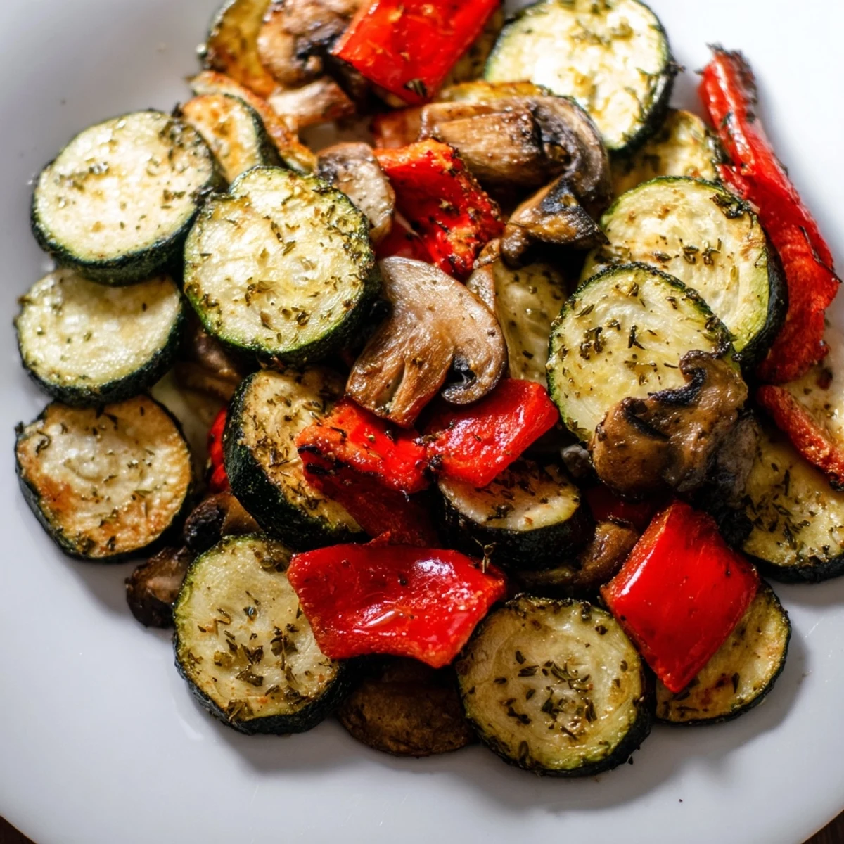 Vibrant roasted medley with Italian herbs, perfect as a healthy vegan side dish or main.  