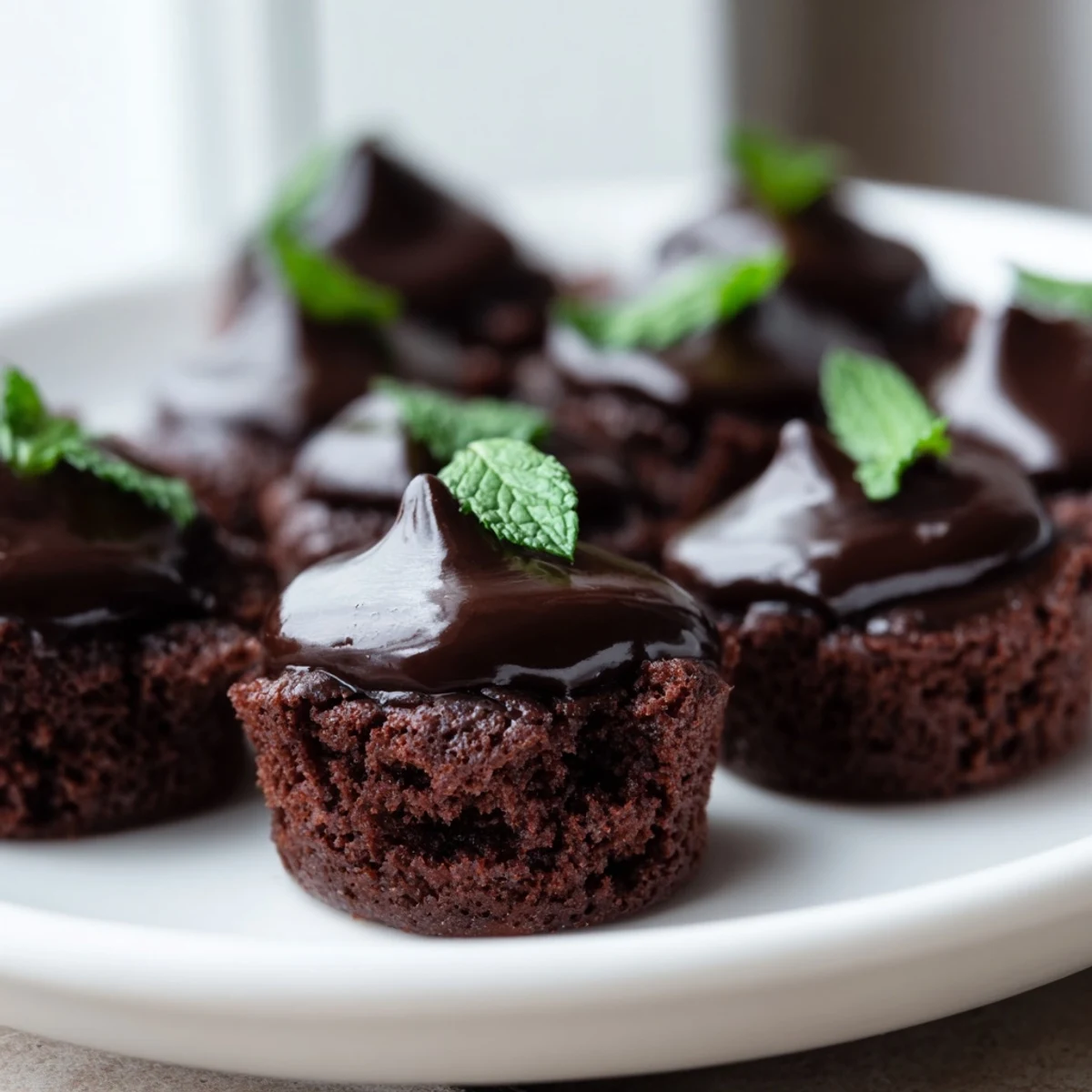 Small batch of homemade Mint Brownie Bites dusted with cocoa powder, ready for a sweet dessert treat.  