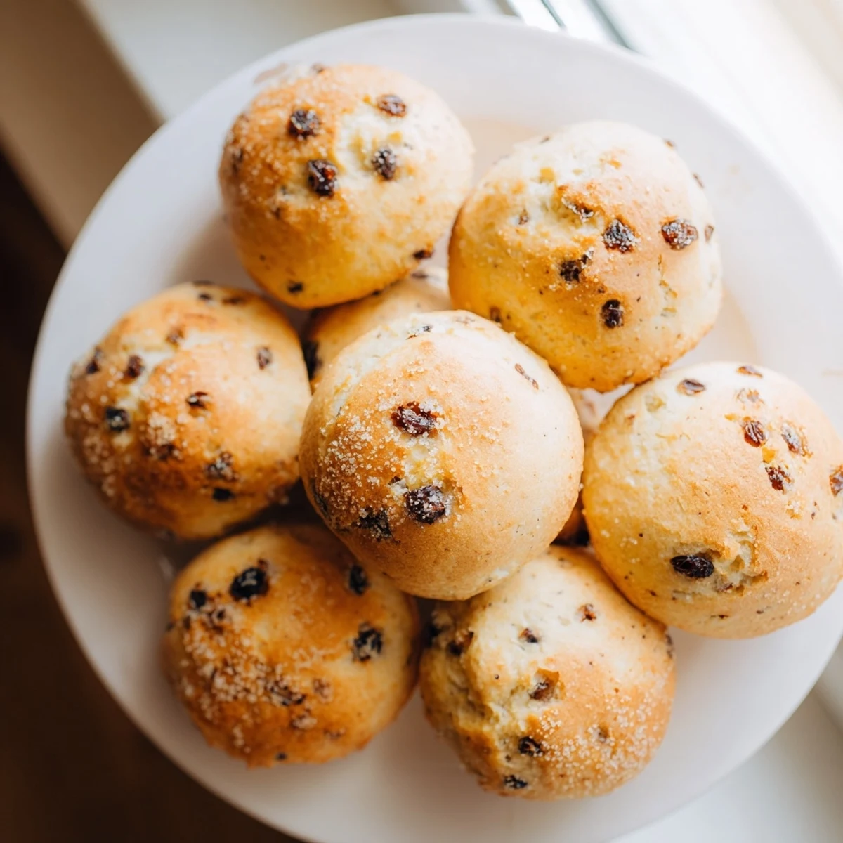 Stack of Mini Irish Soda Bread Muffins showing a moist interior with caraway seeds and raisins for snacking.