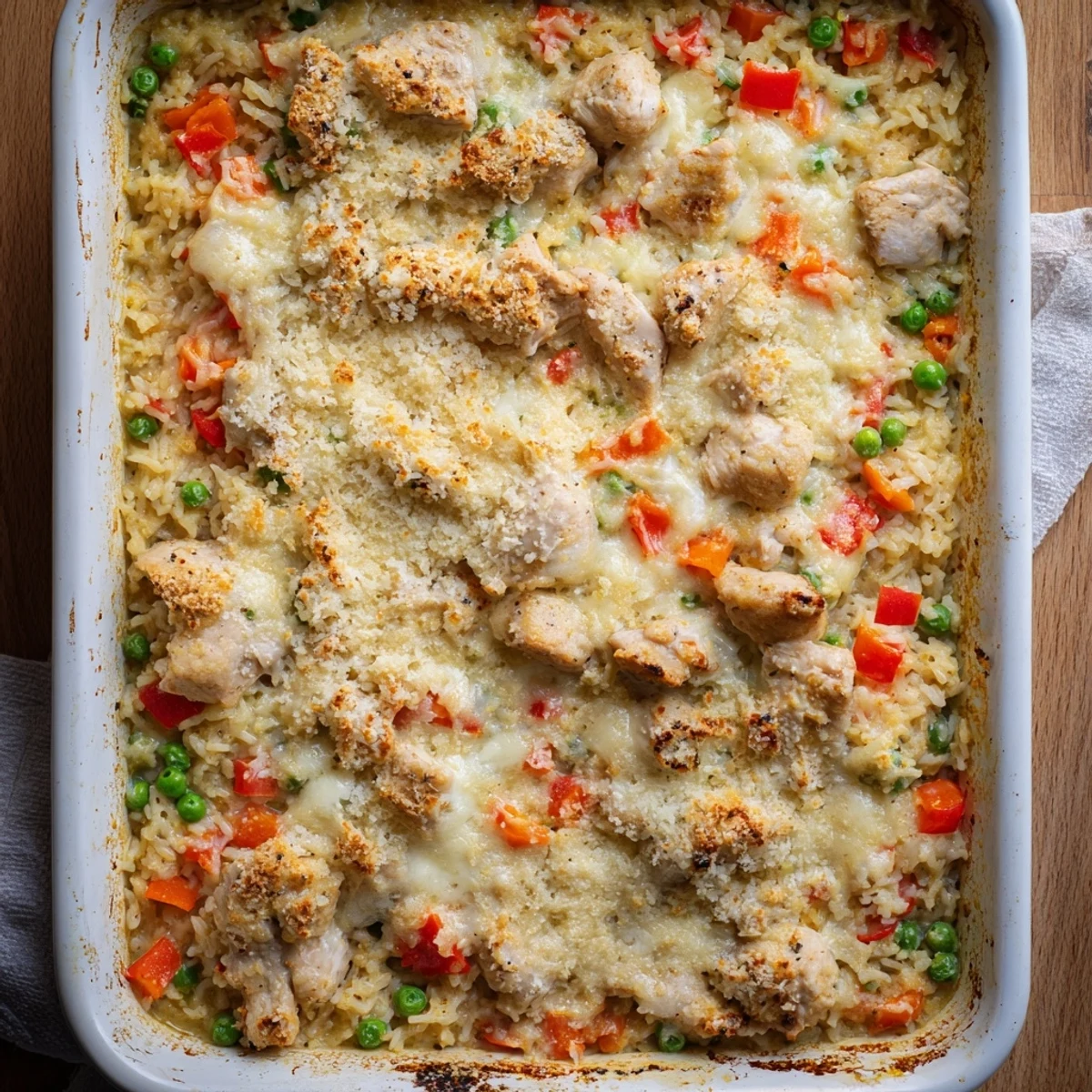 Golden Macau style baked Portuguese chicken rice with melted cheese topping