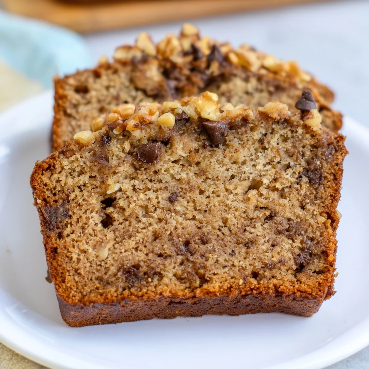 Best Ever Banana Bread recipe featuring a perfectly browned loaf topped with walnuts and warm spices