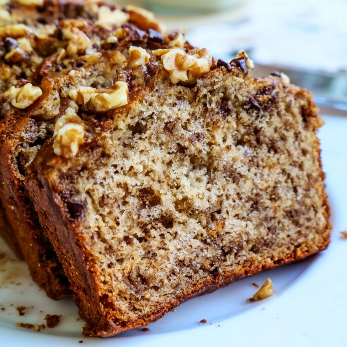 Homemade banana bread fresh from the oven, ready to serve with butter for a comforting breakfast