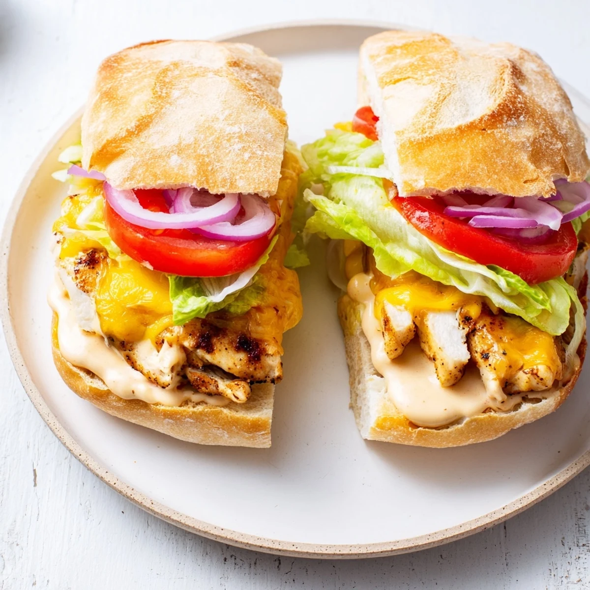Mouthwatering cheesy grilled chicken sandwich featuring melted cheddar over seasoned juicy chicken breast