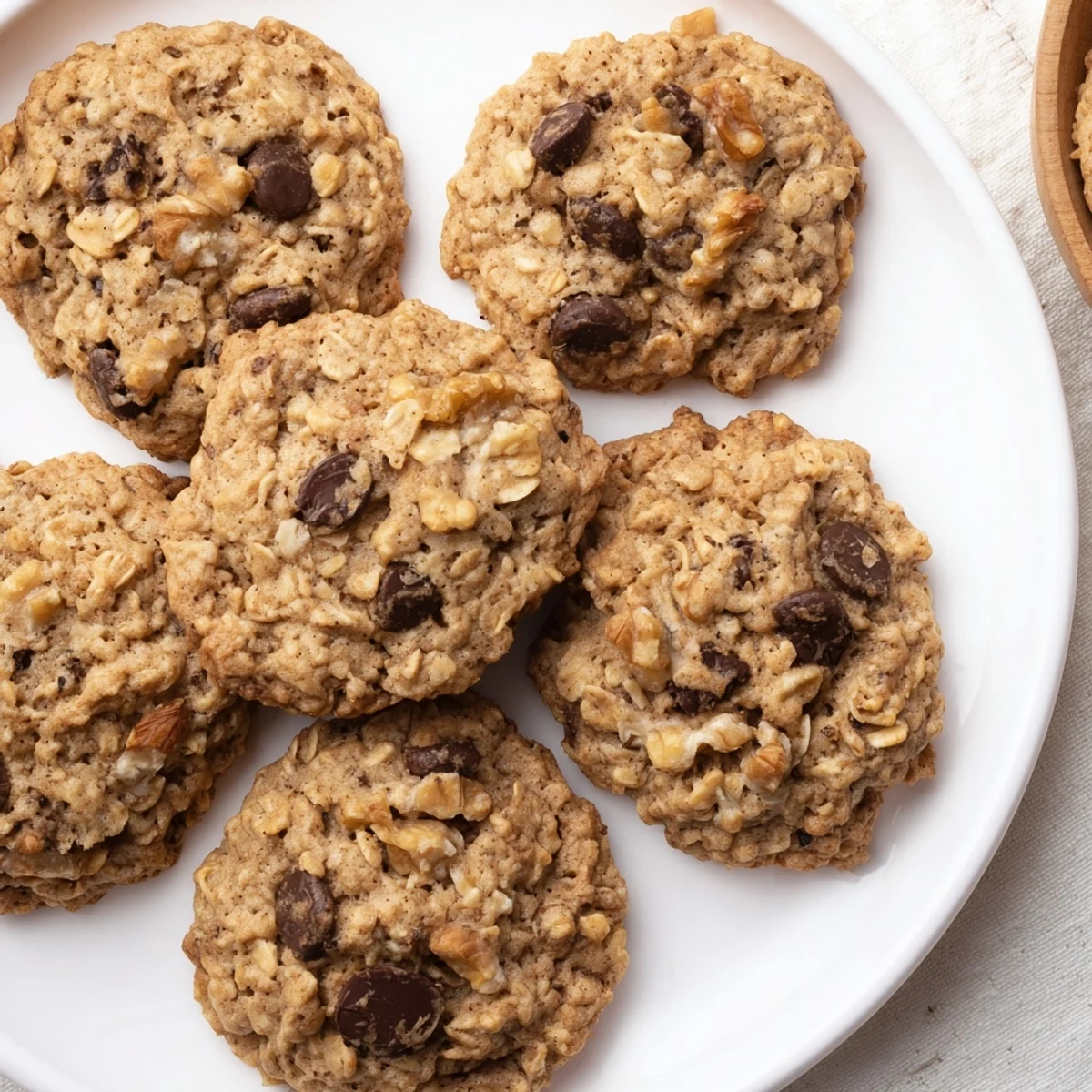 Golden brown butter Irish oat cookies fresh from the oven with chewy centers and crisp edges