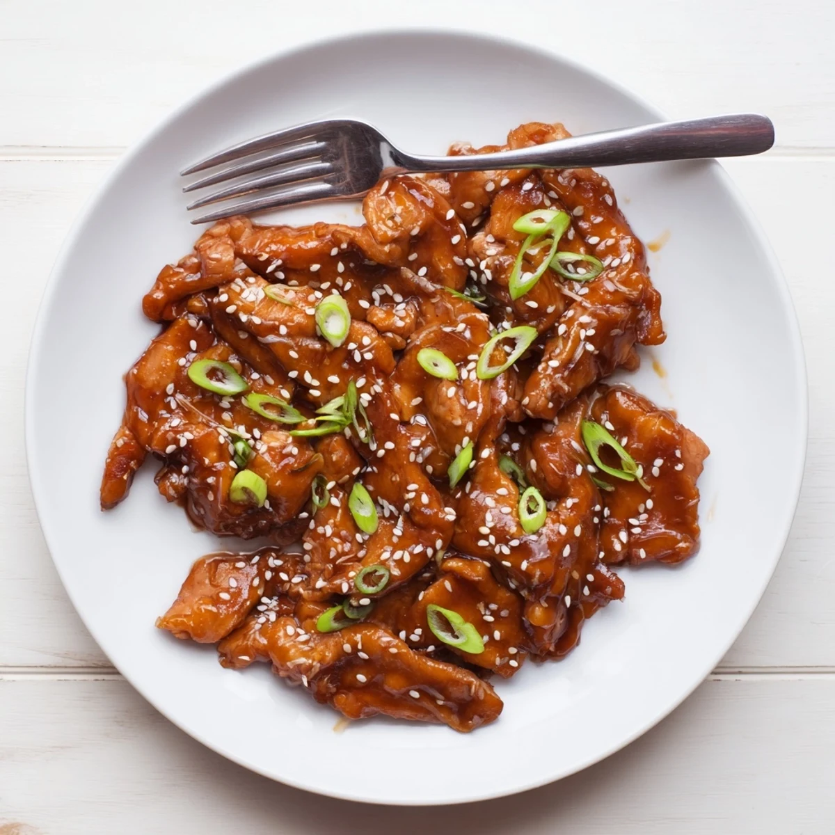 Tender shredded chicken slow-cooked in rich homemade teriyaki sauce over steaming white rice