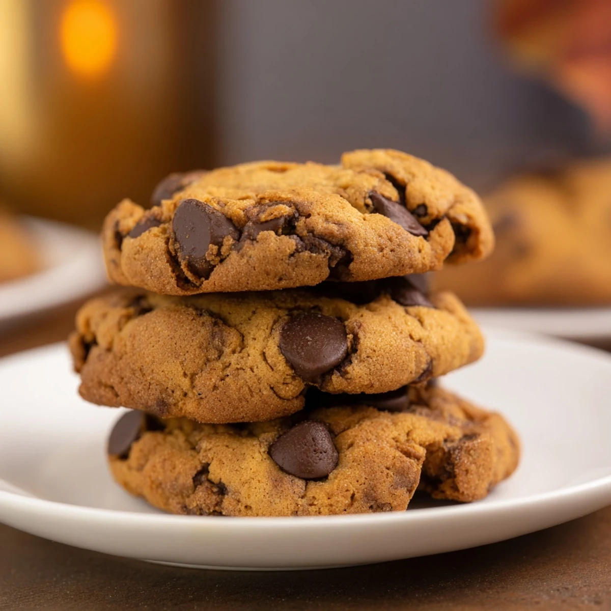 Golden brown Vietnamese cinnamon chocolate chip cookies with gooey melted chocolate centers