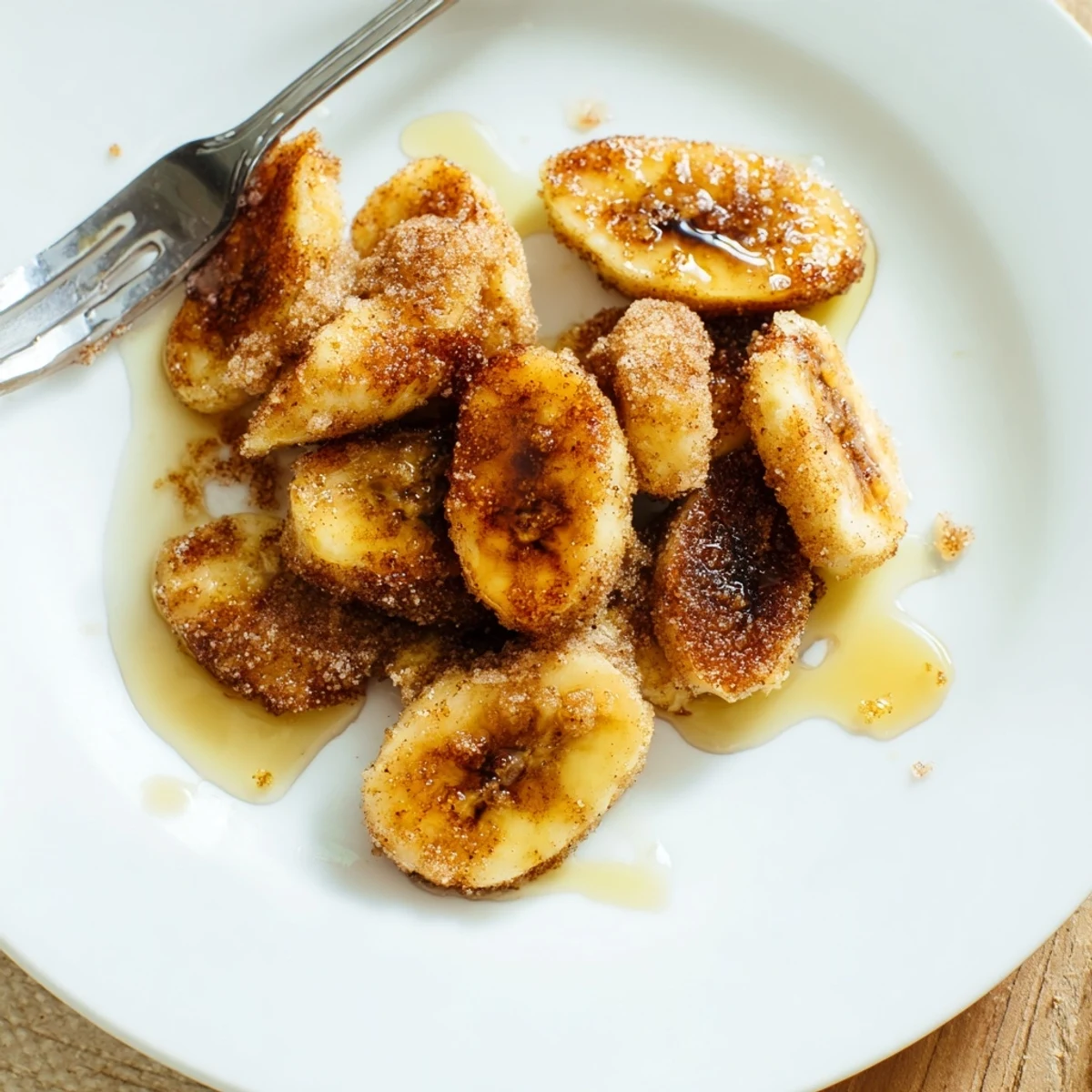 Caramelized banana slices coated with warm brown sugar and ground cinnamon