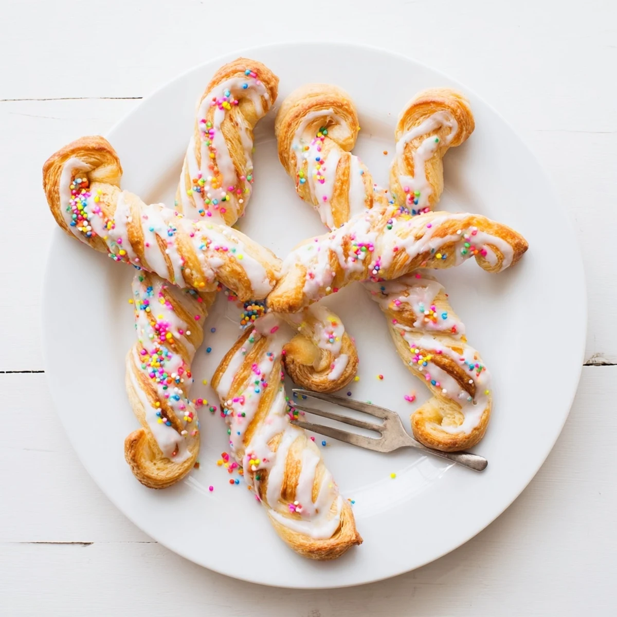 Fluffy cinnamon sugar Easter Bunny Twists shaped like rabbit ears fresh from oven