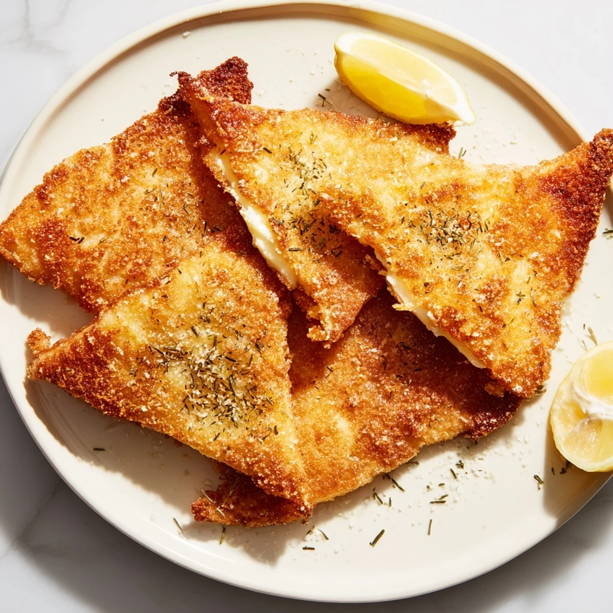 Crispy Greek fried cheese with crunchy coating and warm melty center on plate