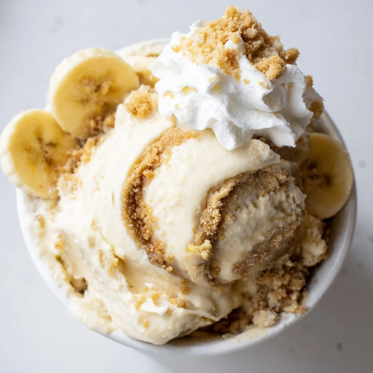 Ninja Creami Banana Cream Pie Ice Cream, velvety banana custard and graham cracker swirls