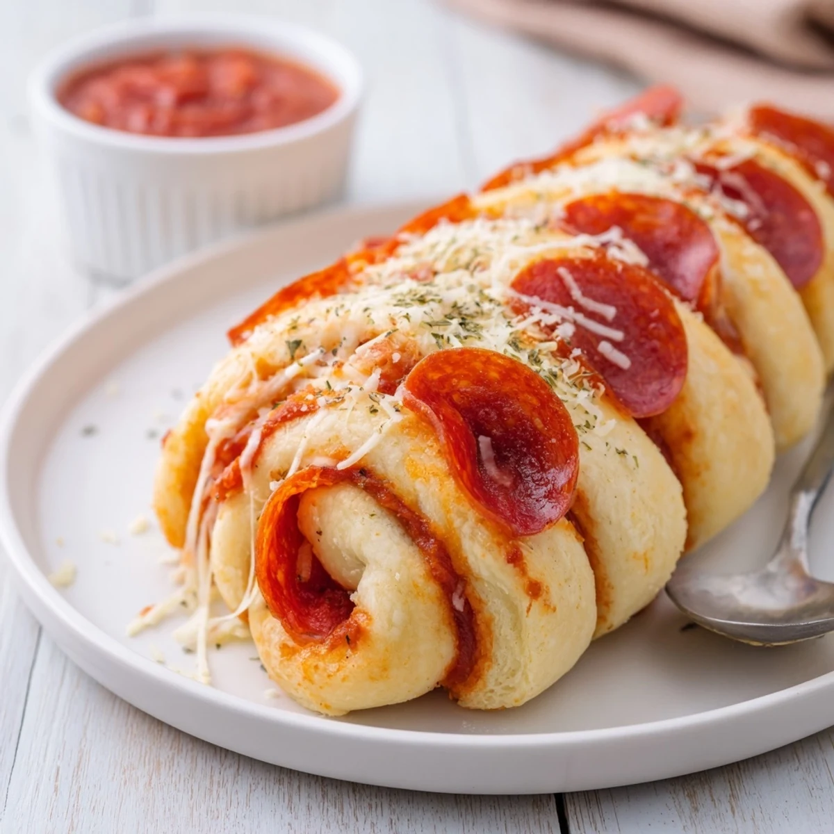 Family style Pepperoni Pizza Roll Breadsticks Recipe, soft interior, crisp edges, perfect for sharing