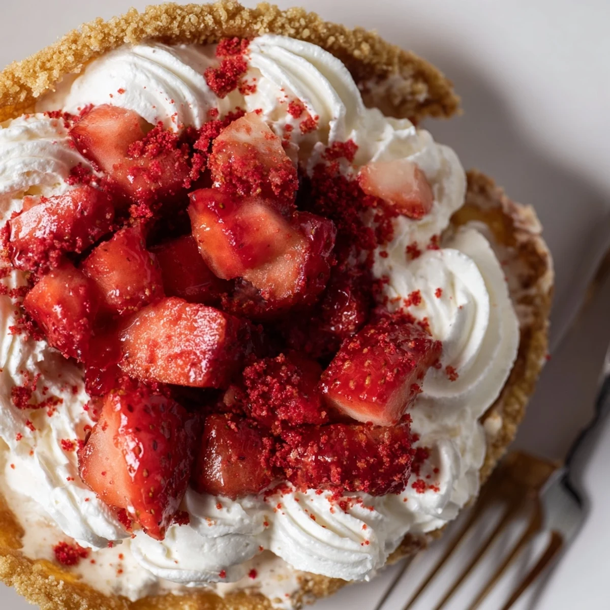 Perfect for parties, Strawberry Crunch Cheesecake Tacos topped with diced strawberries