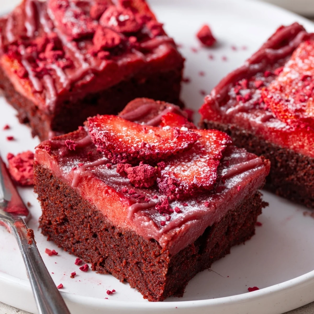 Strawberry Brownies Fudgy Squares