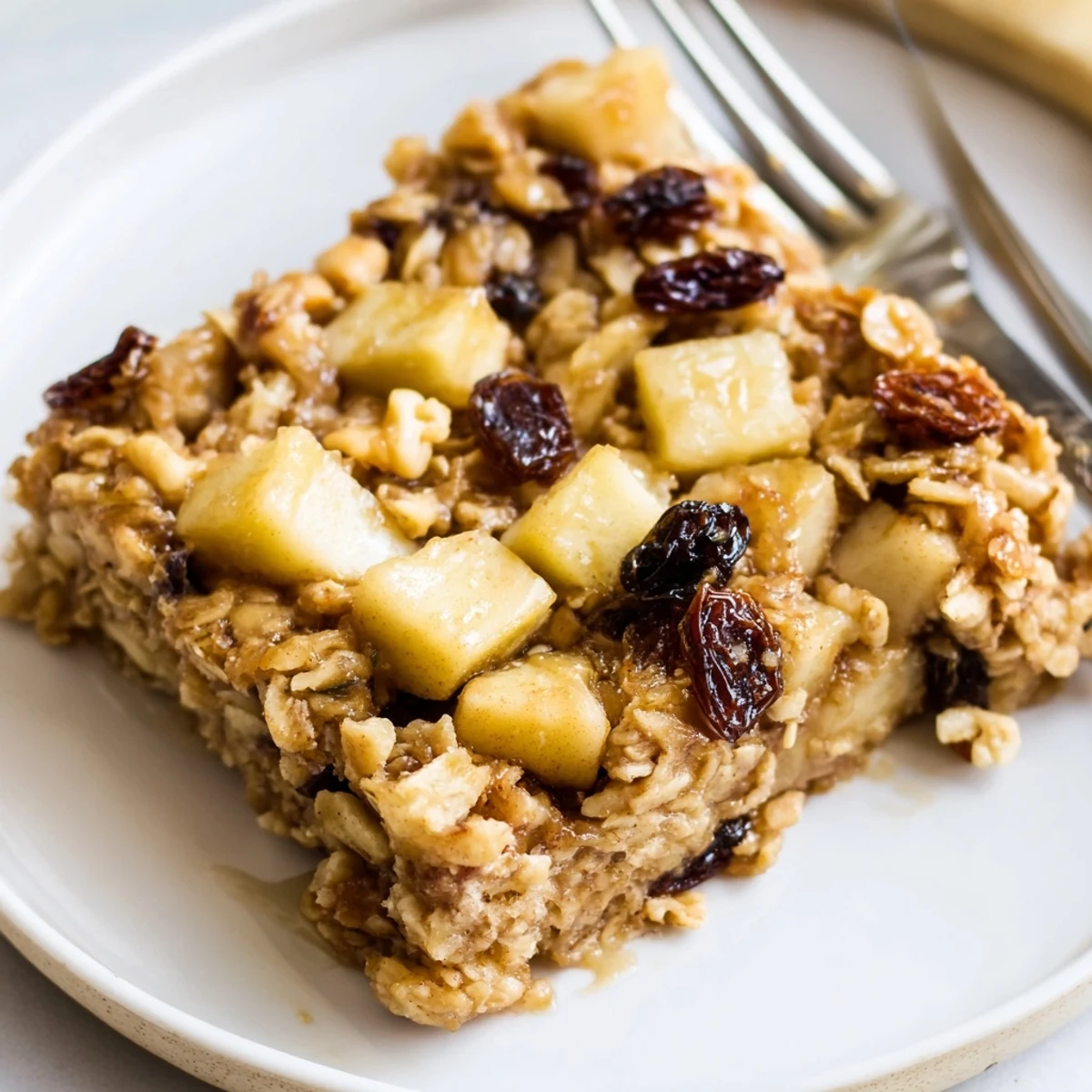 Delicious Apple Cinnamon Oatmeal Bake Recipe For Mornings golden and steaming, served with yogurt