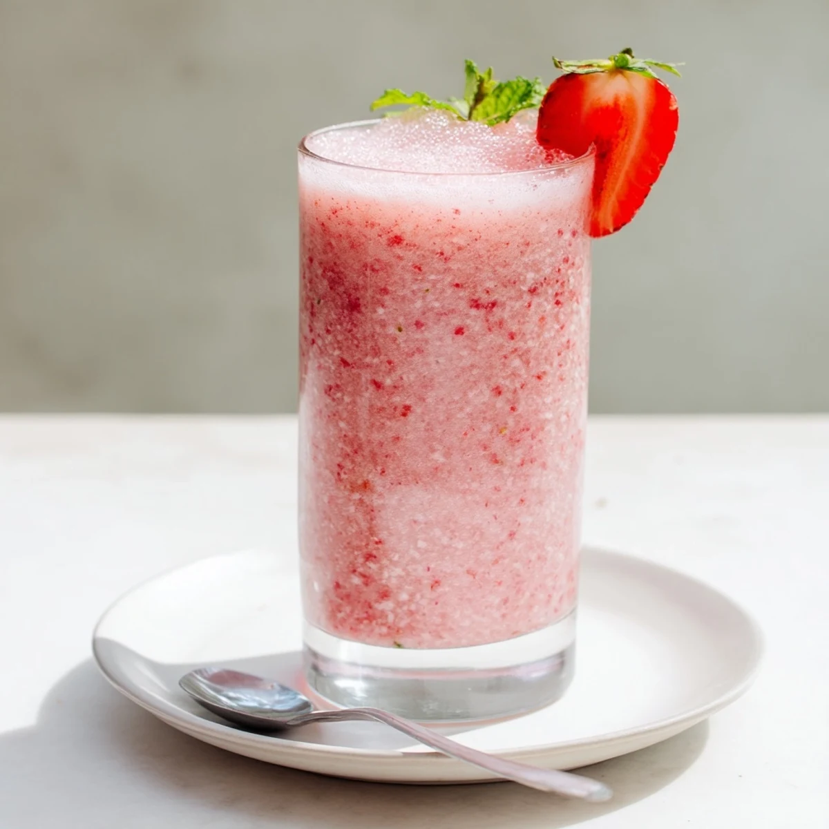 Summer ready Strawberry Coconut Cooler Recipe blended with lime, creamy coconut, crushed ice.
