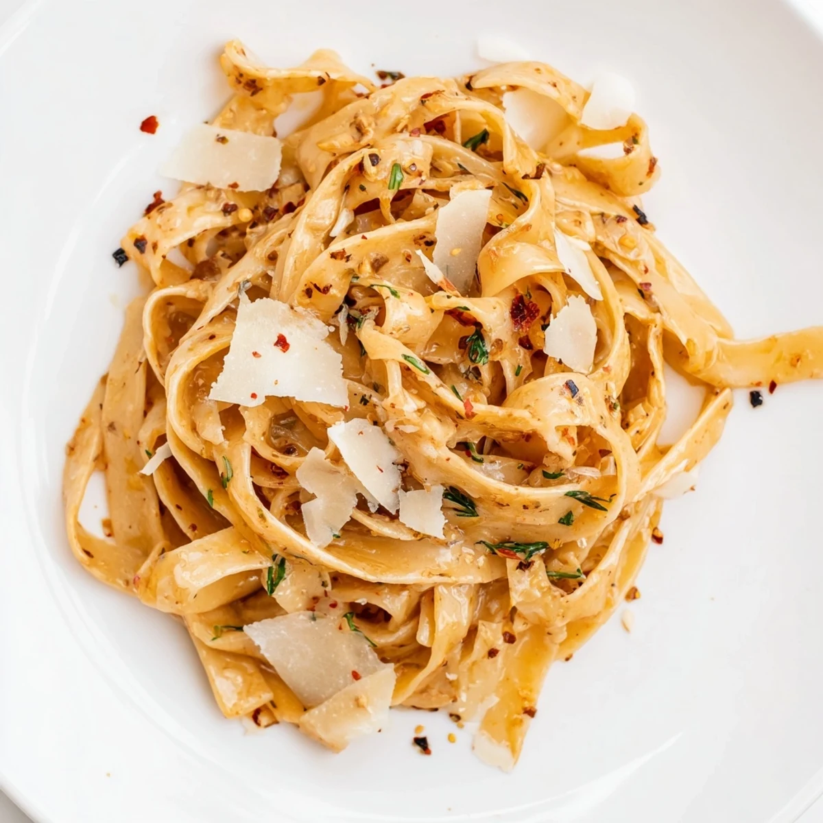 Creamy Cowboy Butter Pasta tossed with fresh parsley, chives, and Parmesan.