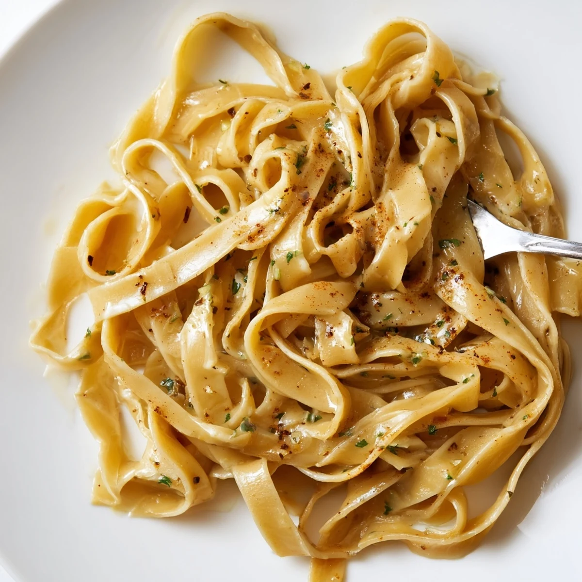 Cowboy Butter Pasta glistening with buttery herbs, lemon zest, and cracked pepper.