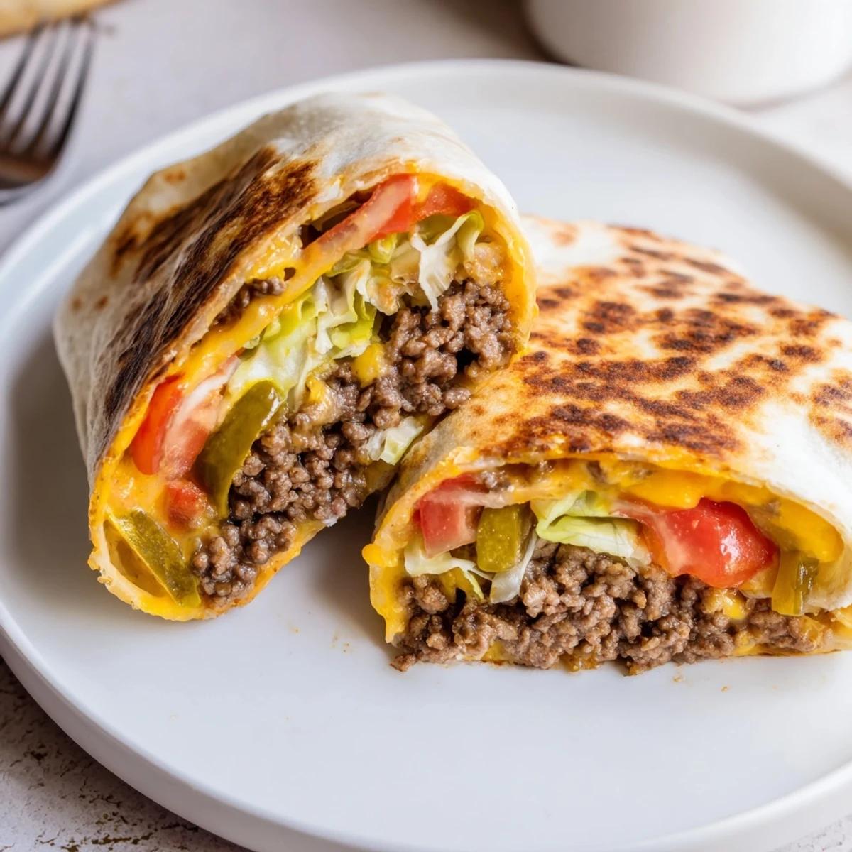 A quick Cheeseburger Wrap Recipe ready in thirty minutes, great with fries