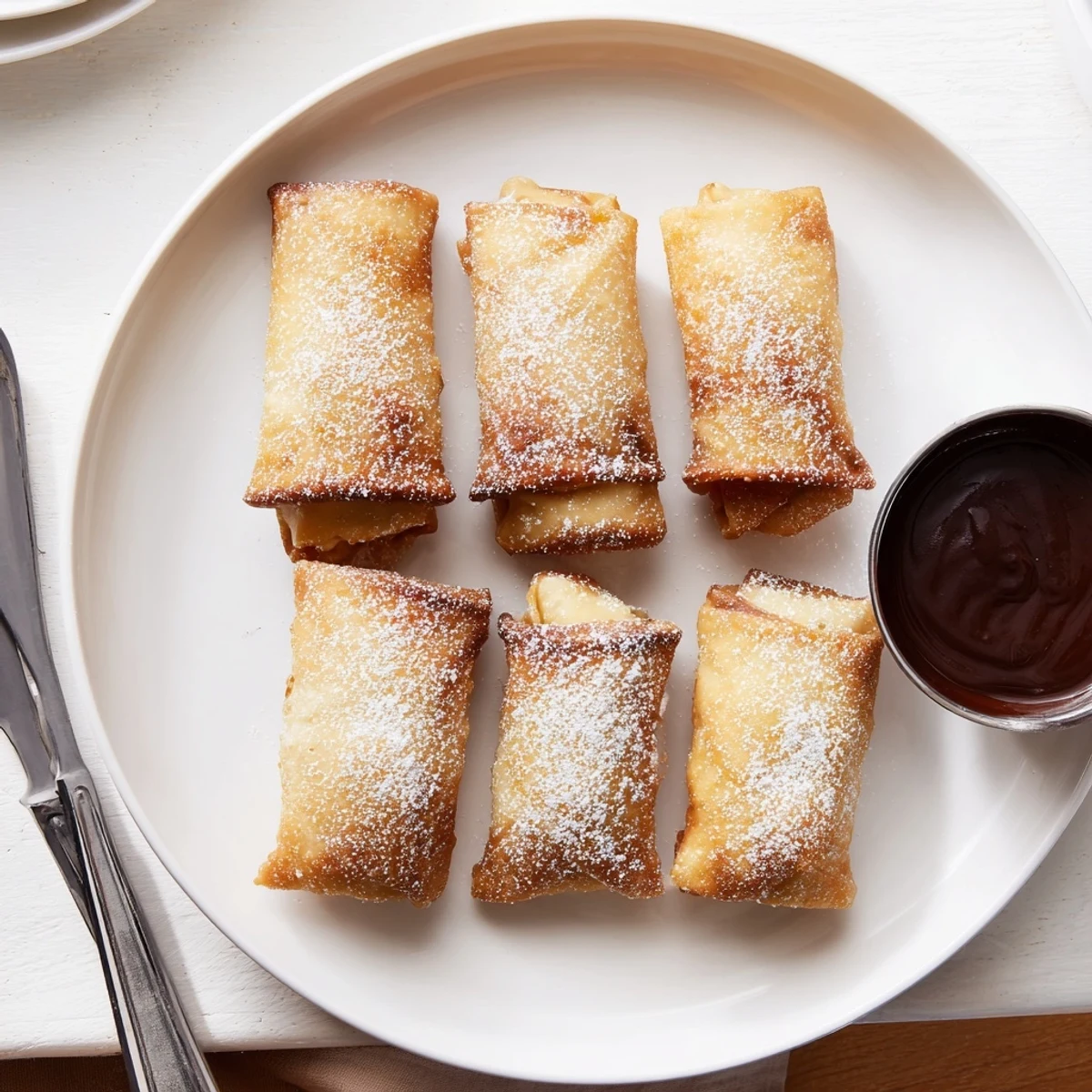 Perfectly fried cheesecake egg rolls nestled in a paper liner with fresh berries